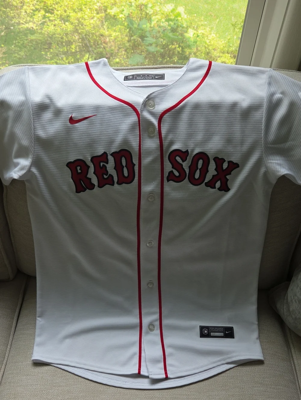 Nike White and Red Boston Red Sox Jersey